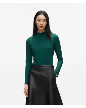 KARL LAGERFELD Mock Neck Long-Sleeved Top - Green