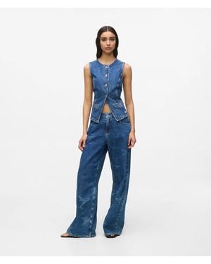 KL Jeans Low-Rise Wide-Leg Jeans - Blue