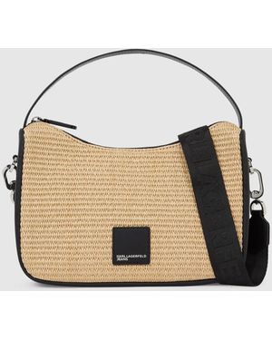 KL Jeans Woven Mini Hobo Bag - Natural