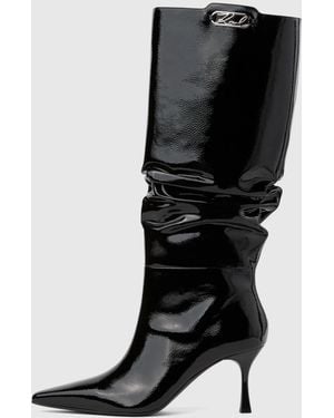 KARL LAGERFELD Klarice Slouch High Boots - Black
