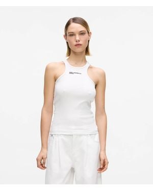 KL Jeans Ribbed Logo Tank Top - White