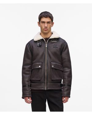 KARL LAGERFELD Monogram Faux-Shearling Jacket - Black