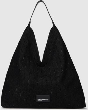 KL Jeans Pinstripe Denim Trapeze Shopper - Black