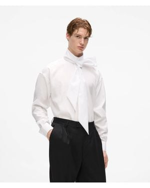 KARL LAGERFELD Kl Studio Tie-Neck Shirt - White