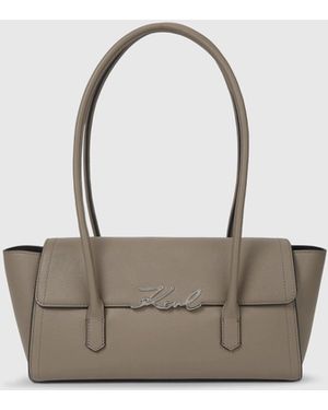 KARL LAGERFELD K/Signature Leather Shoulder Bag - White