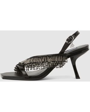 KARL LAGERFELD Karmel Fringe Heeled Slingbacks - Black