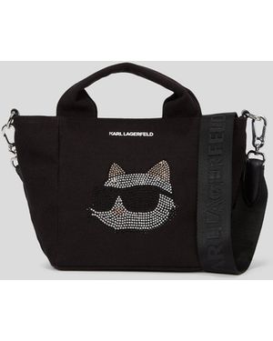 KARL LAGERFELD Ikon Rhinestone Choupette Shopper - Black