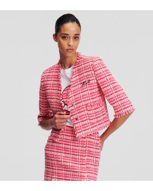 Karl Lagerfeld Short-sleeved Bouclé Jacket - Red