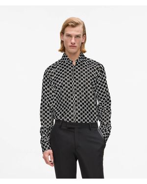 KARL LAGERFELD All-Over Monogram Shirt - Black