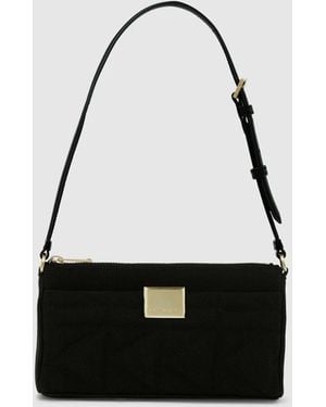 KARL LAGERFELD Kl X Amber Valletta Kuilt Canvas Shoulder Bag - Black