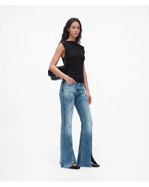KL Jeans Jeans Évasé À Fente Taille Haute, Femme, Taille - Bleu