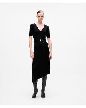 KARL LAGERFELD Belted Knit Dress - Black