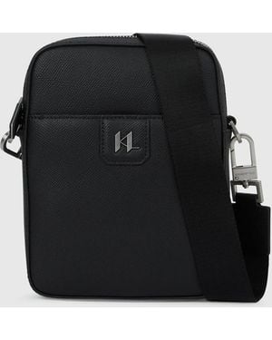 KARL LAGERFELD K/Monogram Leather Crossbody Bag - Black