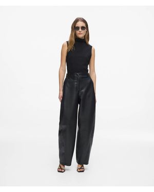 KARL LAGERFELD Faux-Leather Barrel-Leg Trousers - Black