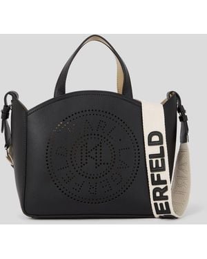 KARL LAGERFELD K/circle Embossed Logo Small Tote Bag - Black