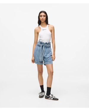 KL Jeans High-Rise Belted Denim Shorts - Blue