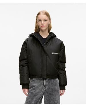 KL Jeans Lightly Padded Hooded Jacket - Black