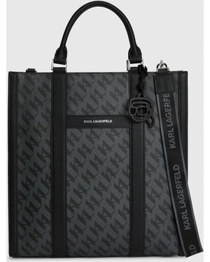 KARL LAGERFELD Ikon Monogram Tote Bag - Black