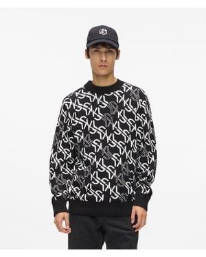 KL Jeans All-Over Monogram Jumper - Black