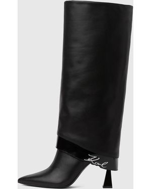 KARL LAGERFELD Debutante Tall Fold-Down Boots - Black
