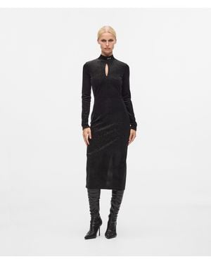 Karl Lagerfeld Robe En Velours Scintillant - Bleu