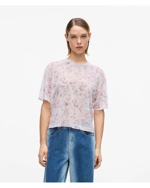 KL Jeans Short-Sleeved Floral Mesh T-Shirt - White