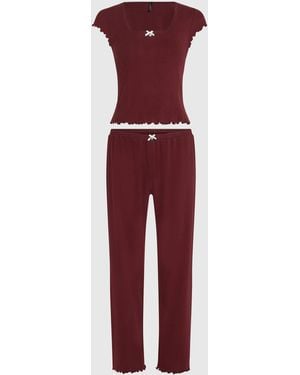 KARL LAGERFELD Autograph Pointelle Pyjama Set - Red