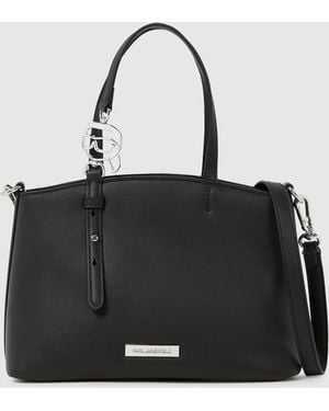 KARL LAGERFELD Ikon Smooth Small Tote Bag - Black