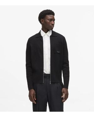 KARL LAGERFELD Knit Zip-Up Jacket - Black