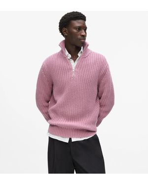 KARL LAGERFELD Knitted Half-Zip Jumper - Pink