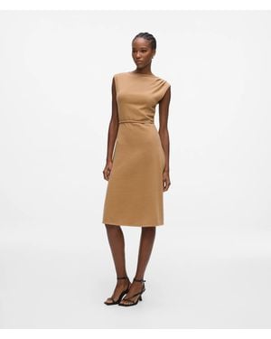 KARL LAGERFELD Belted Sleeveless Jersey Dress - Natural