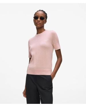 KARL LAGERFELD Merino Wool T-Shirt - Pink