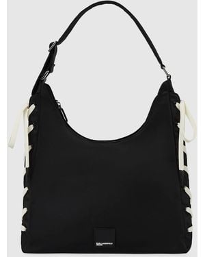 KL Jeans Nylon Lace-Up Tote Bag - Black