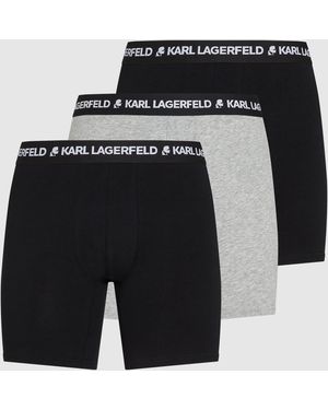 KARL LAGERFELD Logo Long Trunks – 3-Pack - Black