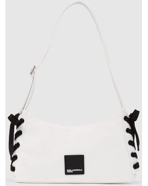 KL Jeans Nylon Lace-Up Shoulder Bag - White