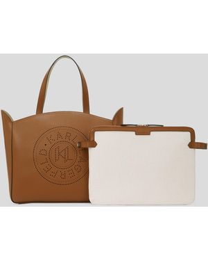 Karl Lagerfeld K/Circle Tote-Bag Mit Beutel Und Lochmuster, Frau, Größe - Weiß
