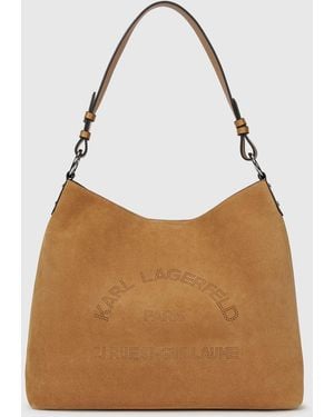 KARL LAGERFELD K/Daily Suede Hobo Bag - Brown