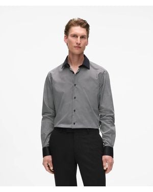 KARL LAGERFELD Modern-Fit Contrast Collar Shirt - Grey