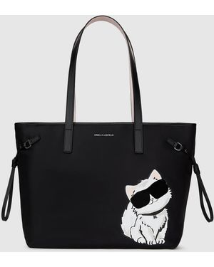 KARL LAGERFELD Ikon Choupette Drawstring Tote Bag - Black