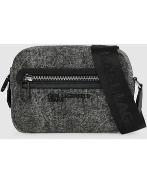 KL Jeans Sac Bandoulière En Denim Délavé, Homme, Taille - Noir