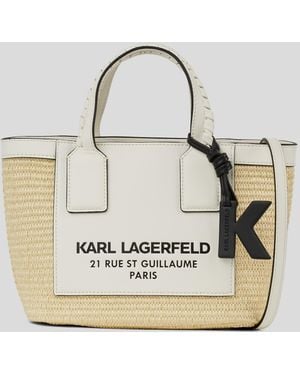 Karl Lagerfeld Rue St-guillaume Raffia Small Tote Bag - Metallic