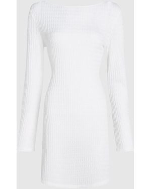 KARL LAGERFELD Textured Faux-Pearl Mini Beach Dress - White