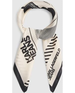 KL Jeans Karl Print Bandana Scarf - Metallic