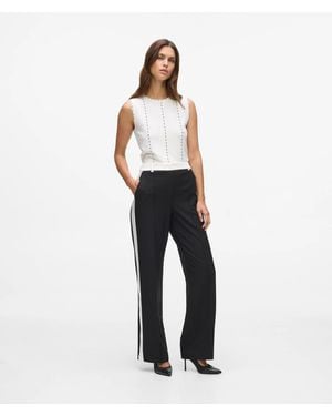 KARL LAGERFELD Satin Panels Tailored Trousers - Blue
