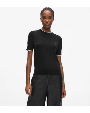 KARL LAGERFELD Merino Wool T-Shirt - Black