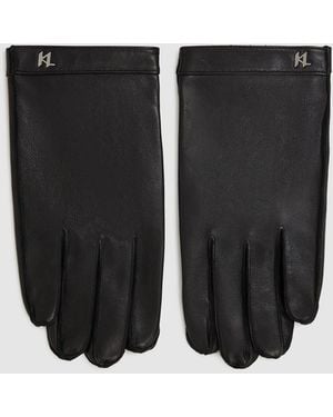 KARL LAGERFELD K/Monogram Leather Gloves - Black