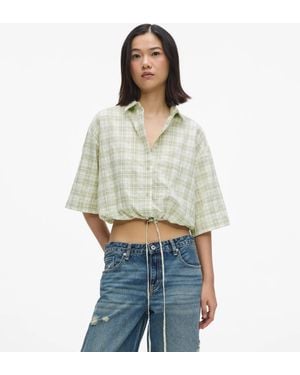 KL Jeans Boxy Checked Blouse - White