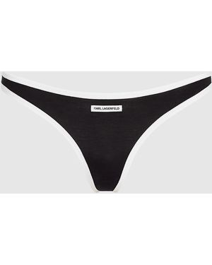 KARL LAGERFELD Monochrome High-Leg Thong - Black