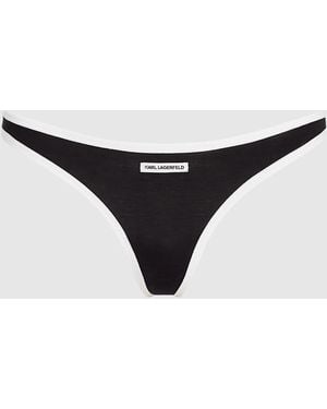 KARL LAGERFELD Monochrome High-Leg Thong - Black