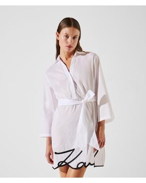KARL LAGERFELD K/Signature Beach Shirt Dress - White